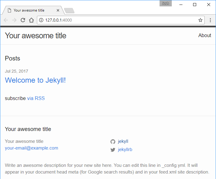 The default Jekyll site
