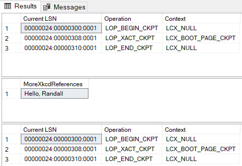 screenshot of query results showing the transaction wasn't logged