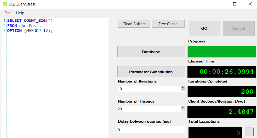 Screenshot of SQLQueryStress